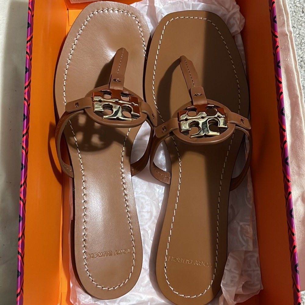 Brand New Tory Burch Mini Miller Leather Thong Calf Leather